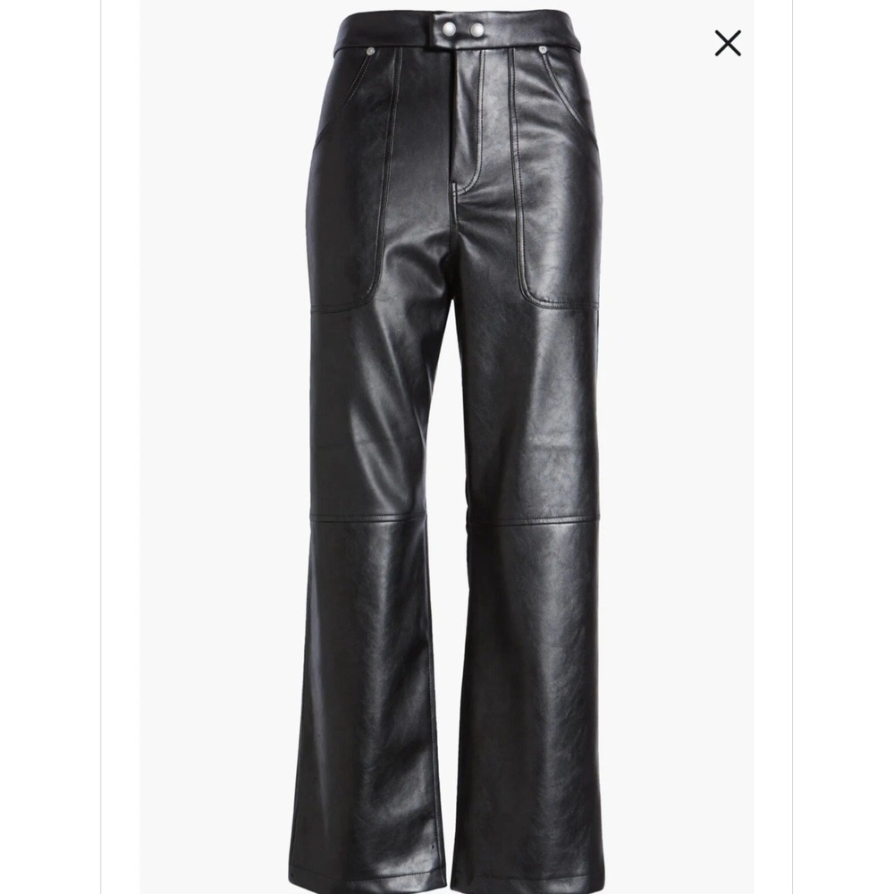 Blank Nyc Women's 27x27 The Baxter Rib Cage Black Faux Leather Cropped Pants 2